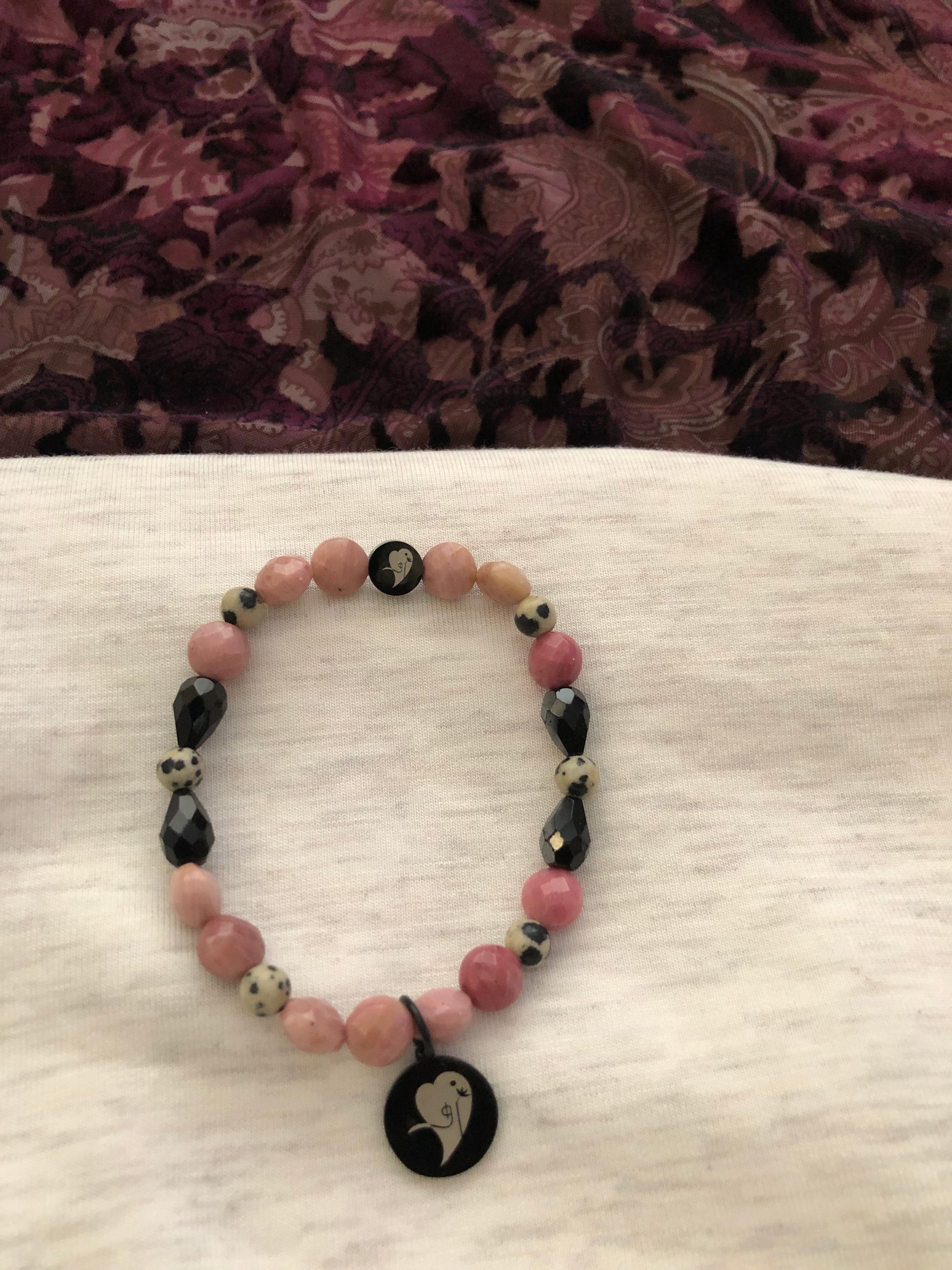 Pink rhodonite faceted bracelet
